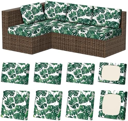 8Pcs Outdoor Cushion Covers, Stretch Patio Furniture Couch Chair Slipcovers by VORSHAPE