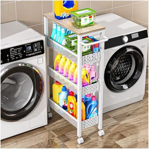 Vivihomety 4-Tier Laundry Utility Rolling Storage Cart with Wheels, Metal by EndlessStorage