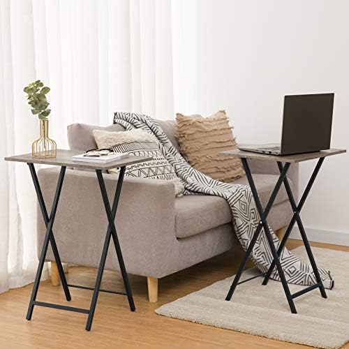 HOOBRO Folding TV Tray Tables, Set of 4 TV Trays with Storage Rack, Industrial Side Table for Eating at Couch, Foldable Snack Table for Small Space, Easy Assembly, Greige and Black BG50BZ01 - Image 6