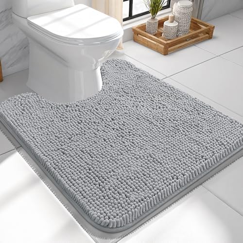 OLANLY Toilet Rugs U-Shaped 24x24, Soft Absorbent Chenille Contour Rugs by OLANLY