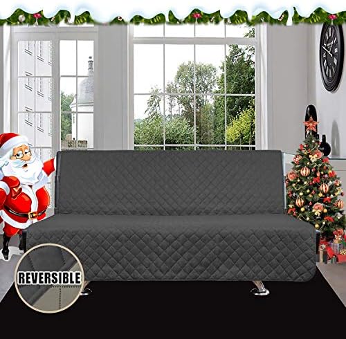 Easy-Going Reversible Couch Cover, Large Futon Sofa, Darkgray/Beige - Image 2