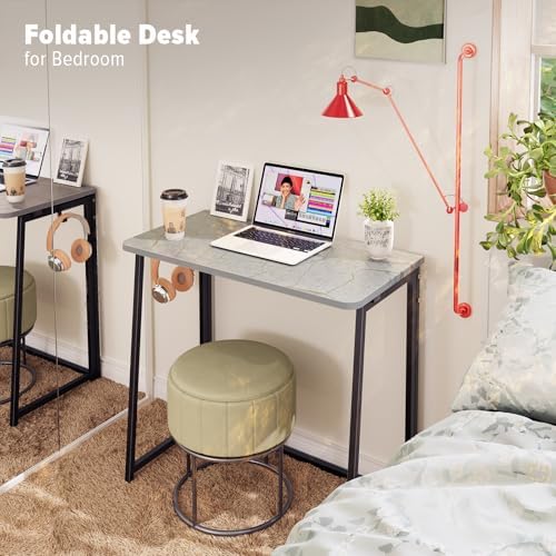 WOHOMO Folding Desk, 31.5" Foldable Computer Table for Small Spaces, Grey - Image 5