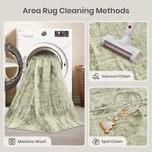 Valenrug Washable Rugs 5x7, Non Slip Large Area Rugs for Living Room, Green - Image 5