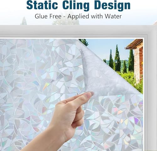 rabbitgoo Rainbow Window Privacy Film, Static Cling, Silver, 35.4" x 78.5" - Image 4