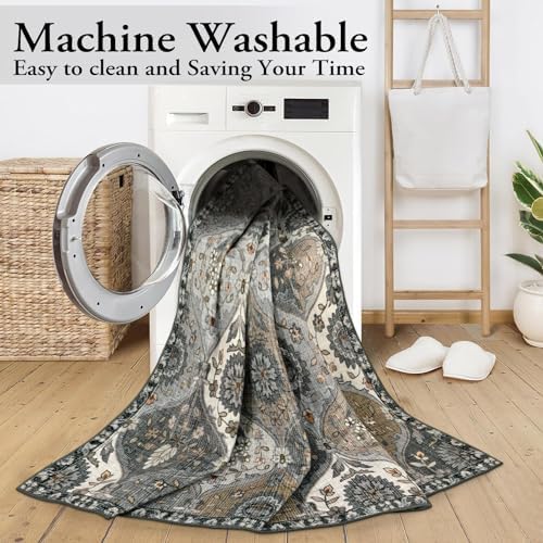 Lahome Moroccan Washable Living Room Rug, 5x8 Rugs for Bedroom Dining Room - Image 5