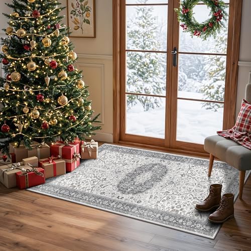 Washable 2x4 Kitchen Sink Rugs: Washable Non-Slip Hardwood Floor Mat for Stove Soft Stain Resistant Carpet Boho Home Decor for High Traffic Area Low-Pile Area Rug for Entryway Foyer(2x4,Grey) - Image 5