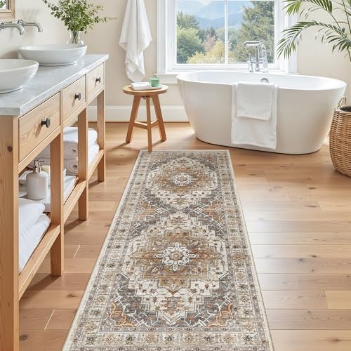 Madane Hallway Runner Rug 2x5 Washable Entry Rugs Non-Slip, Turmeric/Grey - Image 4