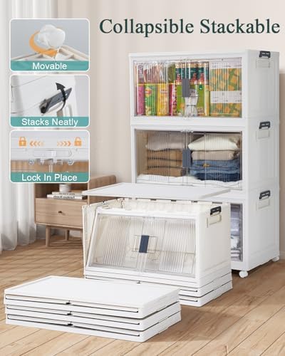 OlarHike 97QT Storage Bins with Lids for Closet, Garage, Shelves, 3 Pack - Image 2