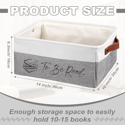 Marsui 1 Pcs TBR Basket Book Storage Bin Bookish Gifts, White Gray - Image 2