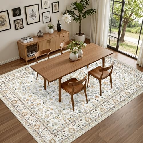 10x12 Area Rugs Living Room: Washable Boho Rug for Bedroom Beige - Image 4