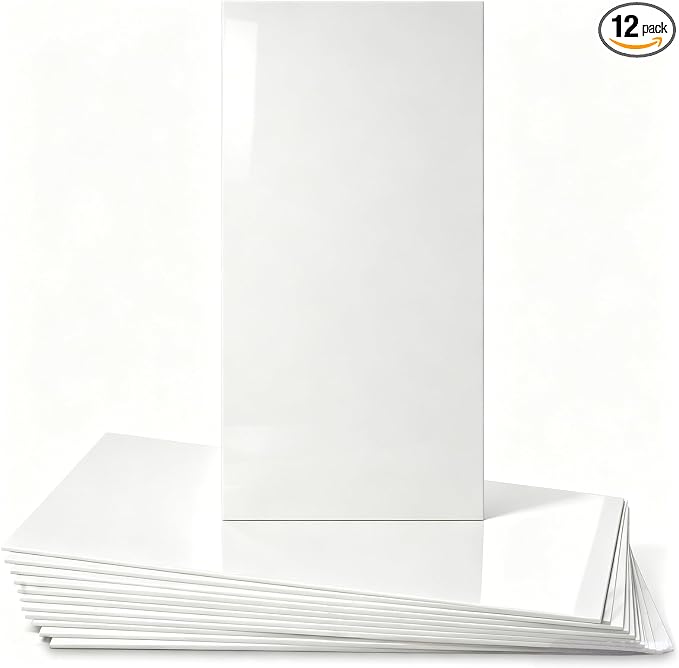 Peel and Stick Backsplash Tiles, 12 pcs 23.6” x 11.8” White Wall Panels | Marble Look Tiles, Renter Friendly Waterproof Heat Resistant Panels for Kitchen Bathroom (Not Real Tile, Not for Floor) by HXHMH