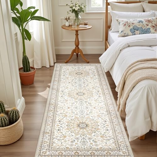 Hallway Runner Rug: 2.6x8 Kitchen Boho Rugs for Living Room Beige - Image 3