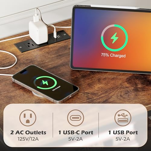 SUPERJARE Nightstand with Charging Station, USB-C Port, Bedside Table - Image 5