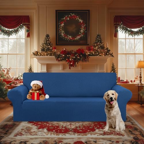 KEKUOU Stretch Oversized Couch Covers for Sofa Slipcover,Classic Blue - Image 2