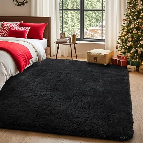 Ophanie Black Area Rug 5x7 Rugs for Living Room, Fluffy Furry Shaggy Fuzzy Rug, Carpets for Bedroom Shag Plush Soft Large, Kids Home Decor Aesthetic with Over 99 pcs Pile fibers - Image 3
