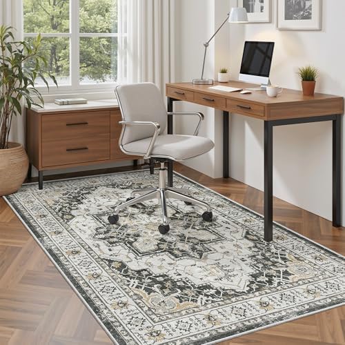 Madane Area Rug 4x6 Washable Rugs Vintage for Living Room, Black - Image 2