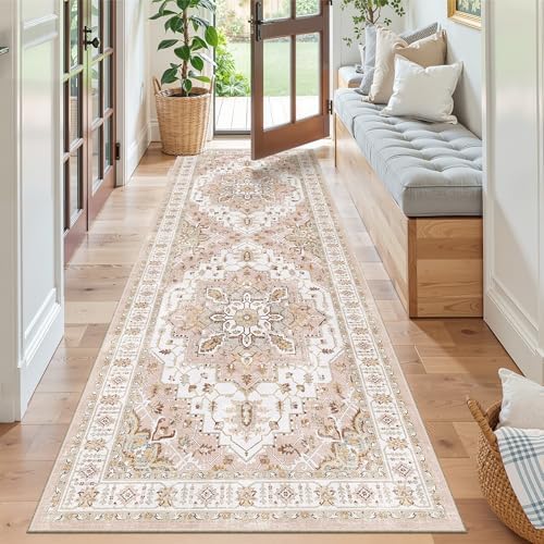 Madane Kitchen Runner 2'6''x8' Soft Rug Runners for Hallways, Pink by Madane