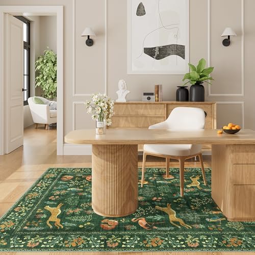 DUKINO 3x5 Rug, Washable Animal Area Rug for Bedroom Non Slip, Green - Image 6