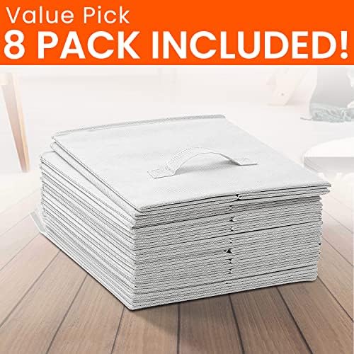 Criusia Storage Cubes - 13 Inch Heavy Duty Fabric Storage Bins for Shelves Closet Cube Organizer - 8 Pack Collapsible Cube Storage Bins Baskets for Clothes Blankets Toys - Nursery Organization (White) - Image 7