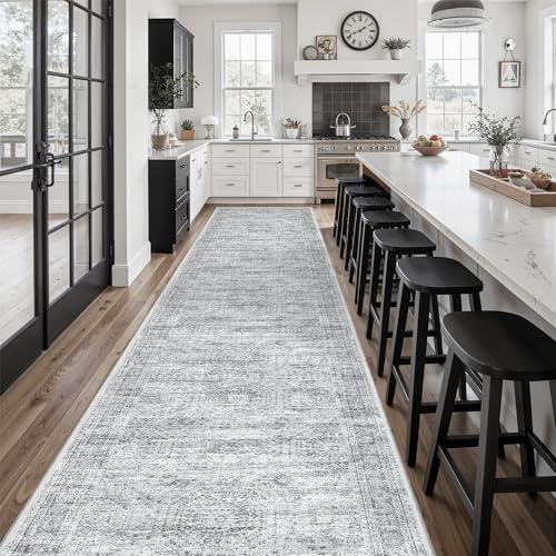 Soalmost Washable Hallway Runner Rug 3x14 Kitchen Entry Rugs Non-Slip, Grey by Soalmost