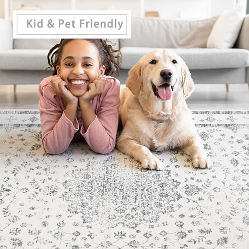 8x10 Washable Area Rugs for Living Room,Bedroom,Dining Room - Neutral Grey - Image 6