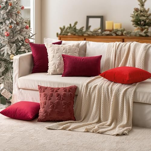 MIULEE Velvet Throw Pillow Covers 20x20 Inch Pack of 2 Wine Red - Image 4