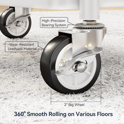 YASONIC 3 Tier Rolling Cart, Heavy Duty Metal Utility Cart with Wheel White - Image 5