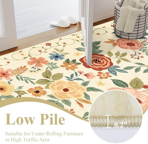 DUKINO 2x3 Entryway Rug, Door Mat Soft Washable Rug Non Slip, Beige Yellow - Image 6