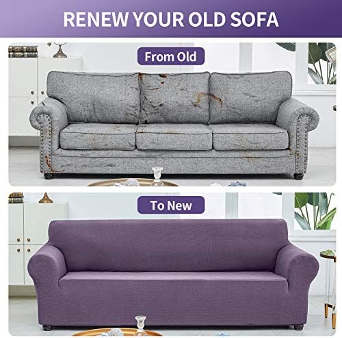 Joccun Stretch Loveseat Couch Cover Slipcover, 1-Piece Sofa Cover for 2 Cushion Couch Spandex Jacquard Washable Furniture Protector Cover for Living Room,Kids,Pets（Loveseat,Grapeade） - Image 6