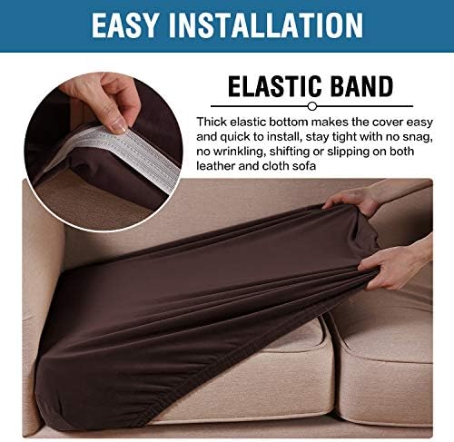 H.VERSAILTEX Velvet Stretch Couch Cushion Cover Plush Cushion Slipcover for Chair Loveseat Sofa Cushion Furniture Protector Seat Cushion Sofa Cover (2 Piece Medium Sofa Cushion Covers, Brown) - Image 4