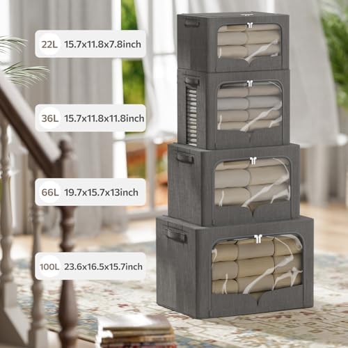 FHSQX 3 Pack Clothes Storage Bins with Metal Frame - Image 4