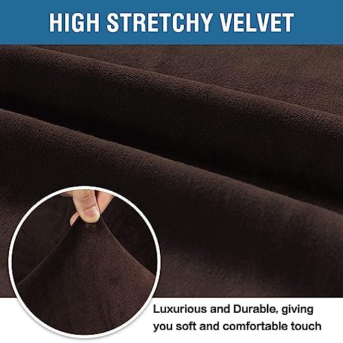 H.VERSAILTEX Stretch Velvet Sofa Covers for 3 Cushion Couch Covers Sofa Slipcovers Furniture Protector Soft with Non Slip Elastic Bottom, Crafted from Thick Comfy Rich Velour (Sofa 72'-90', Chocolate) - Image 3