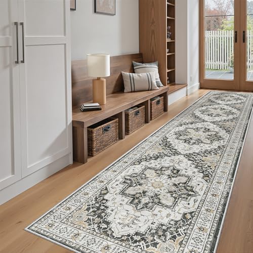 Madane Hallway Runner Rug 2'6''x12' Kitchen Runners Vintage, Black - Image 2