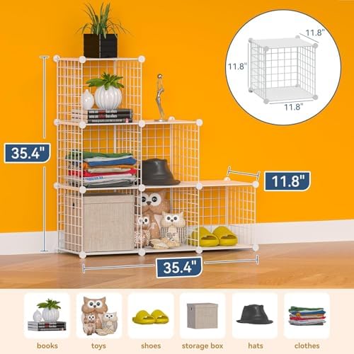 Closet Organizer, Organizers and Storage,Cabinet Metal Shelf Rack Storage Shelves Bookshelf,Toy Organizers and Storage Bins (6-Cube, White) - Image 3