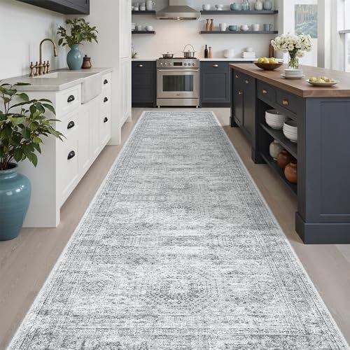 Soalmost Washable Hallway Runner Rug 3x12 Kitchen Entry Rugs Non-Slip, Grey - Image 3