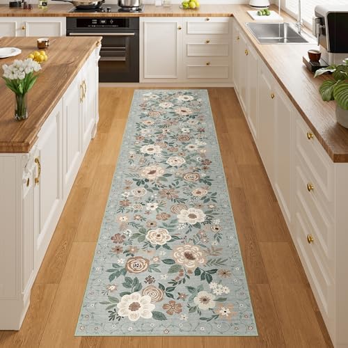 DUKINO 2x8 Runner Rug, Washable Runner Rug for Kitchen Non Slip, Sage Green by DUKINO