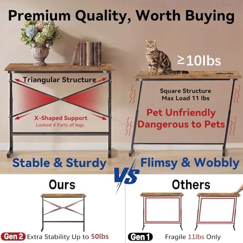 102.4 Inch Behind Couch Table with 2 Outlets, Narrow Console Table - Image 4