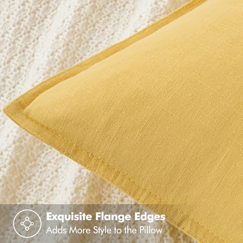MIULEE Decorative Linen Euro Sham Pillow Covers 24x24 Yellow - Image 2