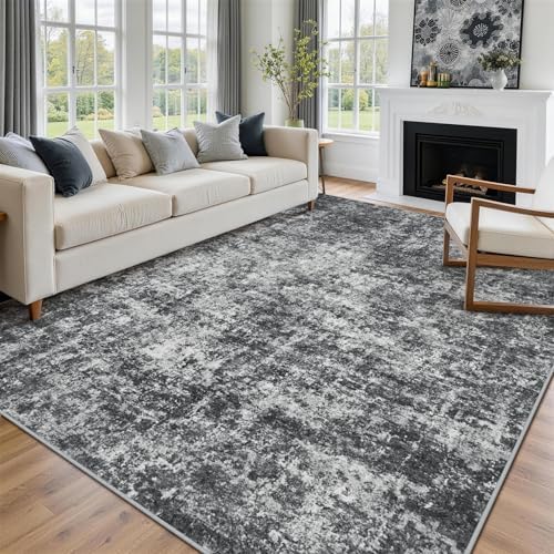 8x10 Area Rugs for Living Room Washable Bedroom Dining Room Black Grey - Image 7