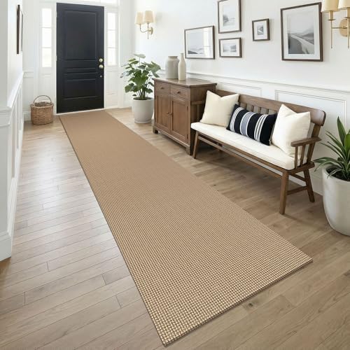 KOZYFLY Boho 2.5'x14' Runners Rugs for Hallway, Long Washable Runner Rug, Woven Non Slip Kitchen Runner, Farmhouse Entryway Rug, Floor Carpet for Entry, Aisle, Hall, Orange Beige/Tan/Brown by KOZYFLY