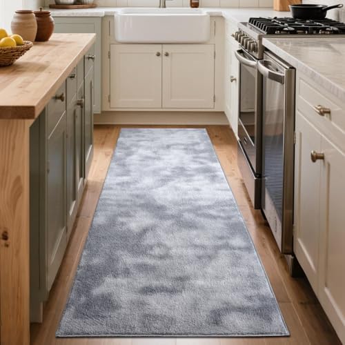 2x6 Tie-dye Grey Runner Rug Non-Slip Washable for Hallway Kitchen Bedroom - Image 7