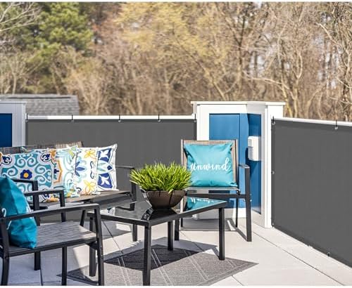 LOVE STORY 3' x 16' Waterproof Balcony Privacy Screen Cover, Dark Grey - Image 5