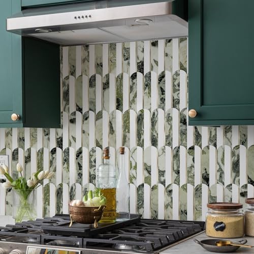 Vamos Tile Peel and Stick Backsplash Seamless Tile,Fish Scale,Glossy,10 pcs - Image 2