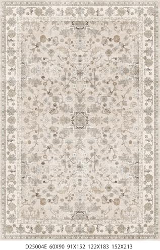 8x10 Washable Area Rugs for Living Room: Beige Large Soft Low Pile Carpet for Bedroom Dining Room Boho Farmhouse Non-Slip Stain Resistant Throw Area Rugs for Indoor, Home Decor,Pet-Friendly by BYYVOORugsforYourHome