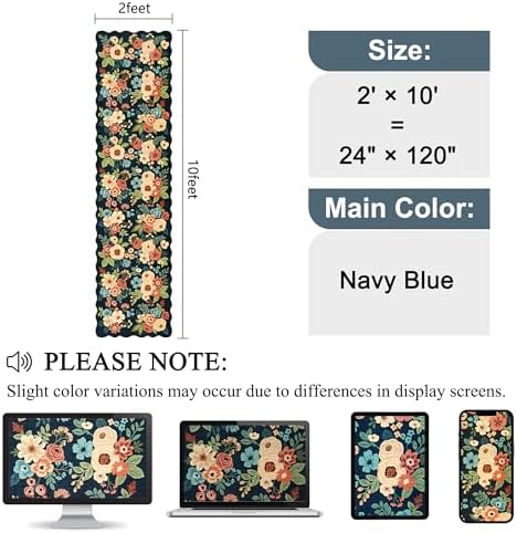 DUKINO 2x10 Runner Rug for Hallway, Washable Kitchen Rugs, Navy Blue - Image 2