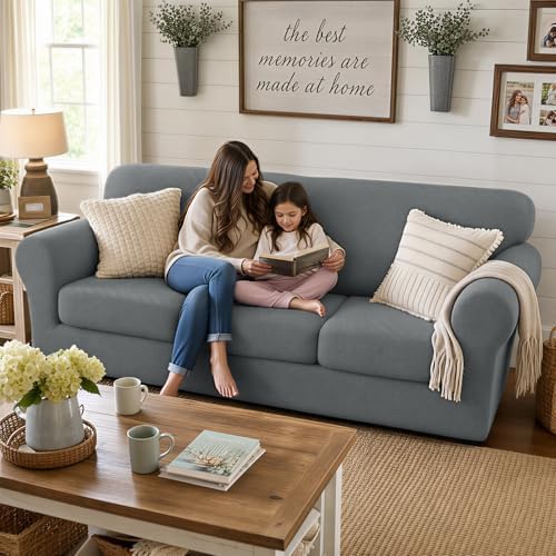 XINEAGE 3-Piece Stretch Loveseat Sofa Cover, Washable Couch Covers for Dog - Image 4