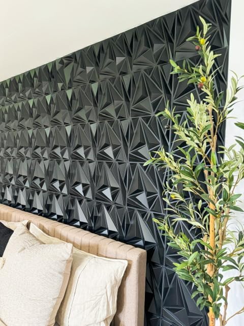 STICKGOO 33 Pack 3D Wall Panels for Interior Wall Decor 12''x12'' PVC | Black Diamond Design, Waterproof Accent Wall Panels for Bedroom, Gaming, Living Room, TV Background Decor, Cover 32.Sq.Ft - Image 9