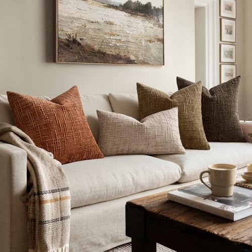 MIULEE Chenille Textured Fall Lumbar Pillow Covers Burnt Orange 12x20 - Image 6