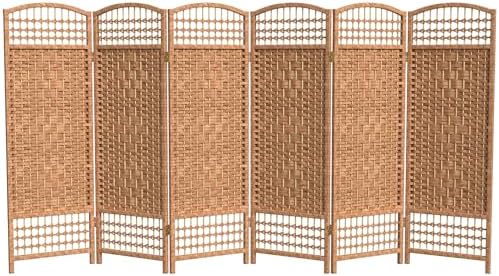 4 ft. Short Fiber Weave Folding Screen - Natural - 6 Panels by RedLantern