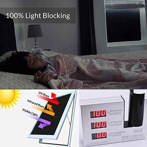 VELIMAX Static Cling Total Blackout Window Film Privacy Room Darkening Window Tint Black Window Cover 100% Light Blocking No Glue (35.4 x 236.2 inches) - Image 6